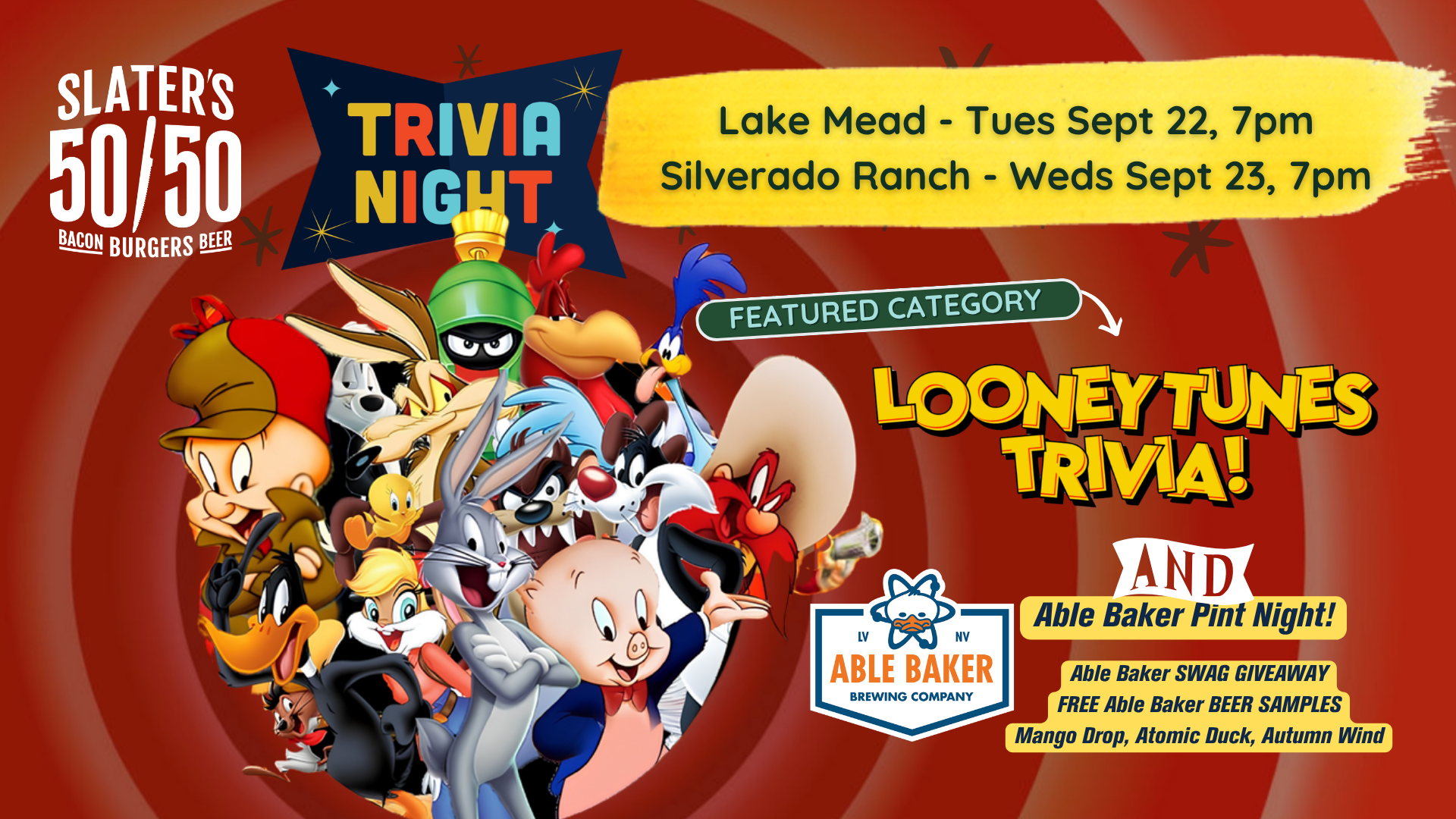 Looney Tunes Trivia Night at Slater's 50/50 Las Vegas